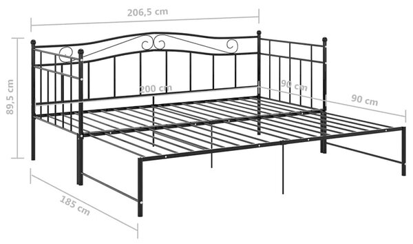 Czarne metalowe łóżko rozkładane 90x200 cm F5-E63