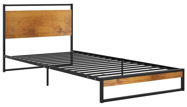 Czarne loftowe łóżko metalowe 90x200 cm - Petrix