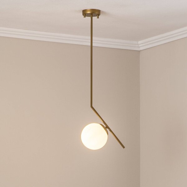 Lampa wisząca szklana Dolunay Opviq, możliwość ściemniania, mosiężny / złoty, salon / jadalnia, metal, nowoczesny