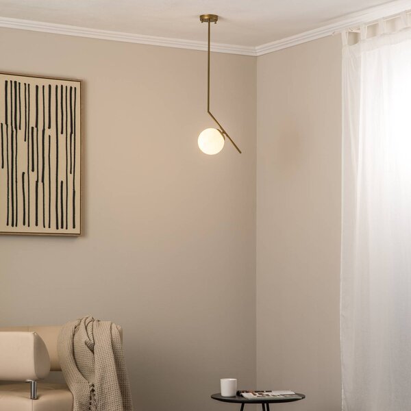 Lampa wisząca szklana Dolunay Opviq, możliwość ściemniania, mosiężny / złoty, salon / jadalnia, metal, nowoczesny
