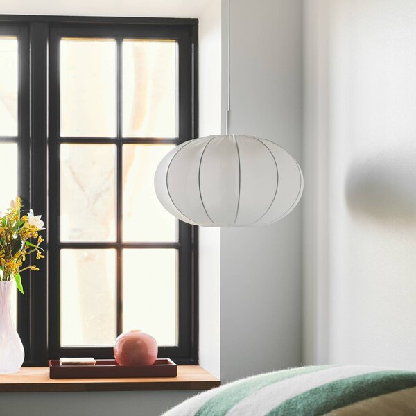 Nordlux Lampa wisząca Aeron, możliwość ściemniania, biały / opal, sypialnia, tkanina / materiał / jedwab