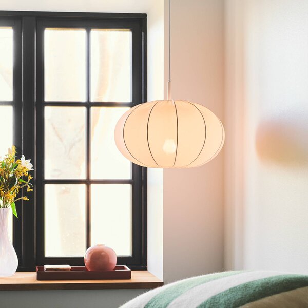 Nordlux Lampa wisząca Aeron, możliwość ściemniania, biały / opal, sypialnia, tkanina / materiał / jedwab