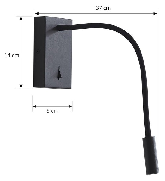 Kinkiet LED Hetti Lucande, czarny, sypialnia, metal