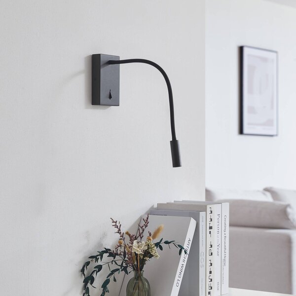 Kinkiet LED Hetti Lucande, czarny, sypialnia, metal