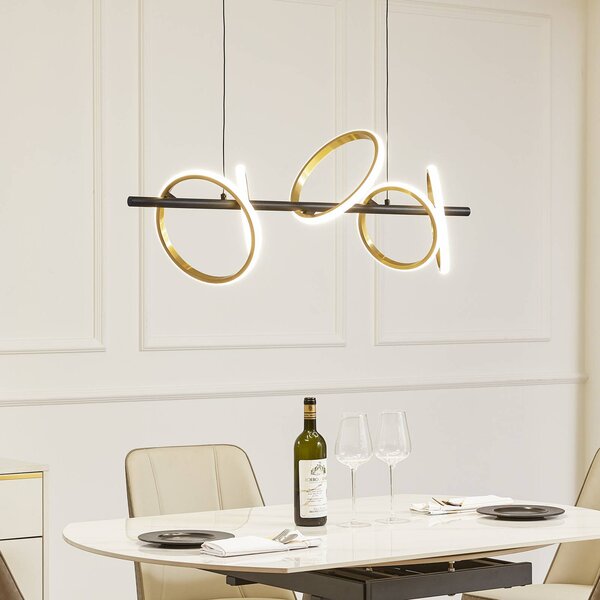 Lampa wisząca Madu Lucande, czarny, salon / jadalnia, metal, nowoczesny