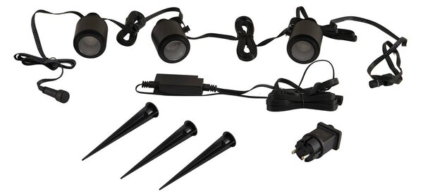 Lindby Smart – reflektory zewnętrzne LED Nymo, CCT, RGB, Tuya, zestaw 3 sztuk Nymo Lindby, możliwość ściemniania, czarny, metal, nowoczesny