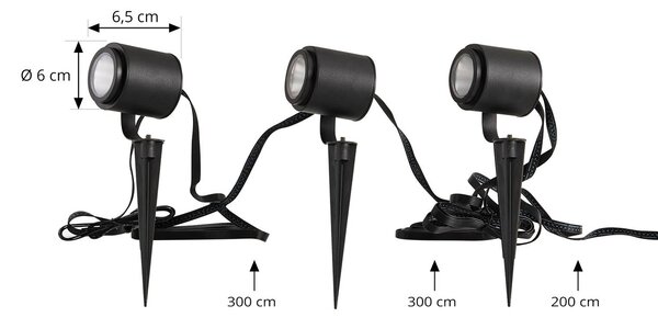Lindby Smart – reflektory zewnętrzne LED Nymo, CCT, RGB, Tuya, zestaw 3 sztuk Nymo Lindby, możliwość ściemniania, czarny, metal, nowoczesny