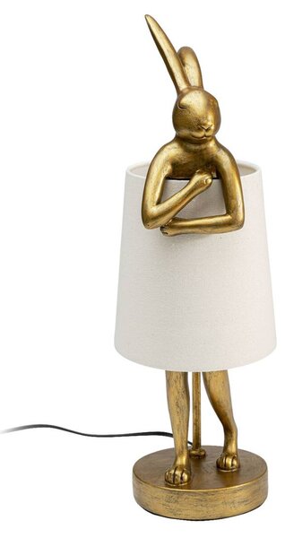KARE Lampa stołowa Animal Rabbit, mosiężny / złoty, salon / jadalnia, tkanina / materiał / jedwab, design