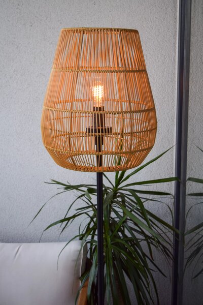 NERIDA lampa stojąca zewnętrzna z tworzywa imitującego rattan naturalny IP44 1xE27