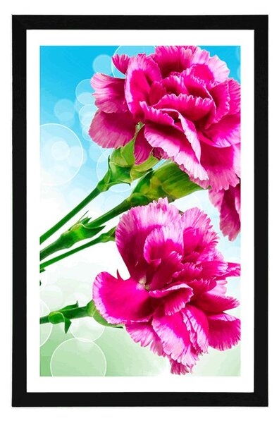 Plakat z passe-partout kwiat goździka