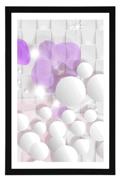 Plakat z passe-partout orchidea n abstrakcyjnym tle