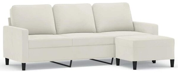 Sofa 3-osobowa, kremowa, 180 cm, tapicerowana aksamit