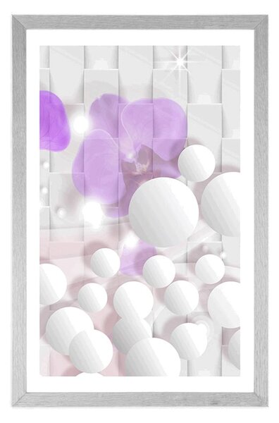 Plakat z passe-partout orchidea n abstrakcyjnym tle