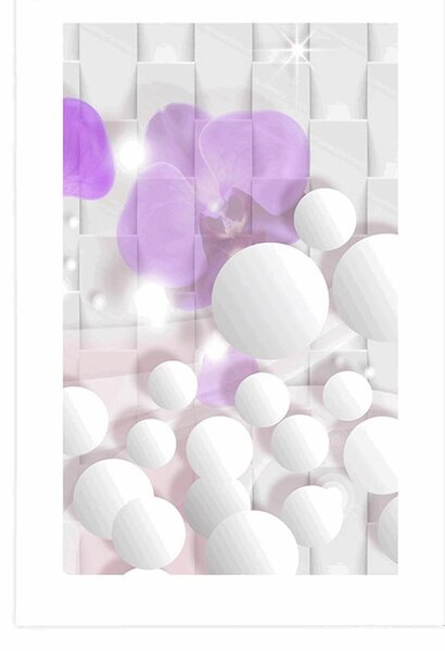 Plakat z passe-partout orchidea n abstrakcyjnym tle