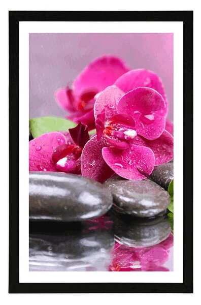 Plakat z passe-partout orchidea z nutą relaksu