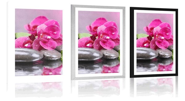 Plakat z passe-partout orchidea z nutą relaksu