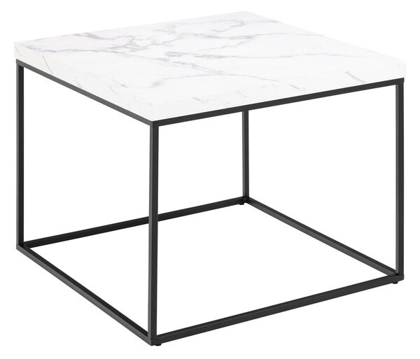Biały stolik z blatem w dekorze marmuru 60x60 cm Barossa – Actona