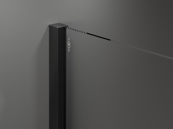 Mexen Velar ścianka prysznicowa rozsuwana Walk-in 140 x 200 cm, szron 8 mm, czarna - 871-140-000-33-70