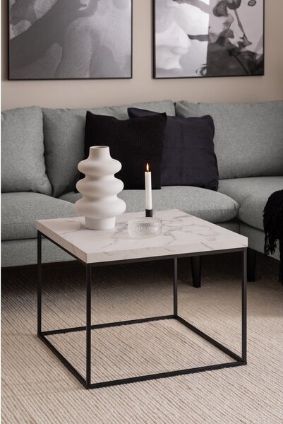 Biały stolik z blatem w dekorze marmuru 60x60 cm Barossa – Actona