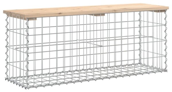 Ławka ogrodowa z gabionem, 103x31,5x42 cm, lite drewno sosnowe
