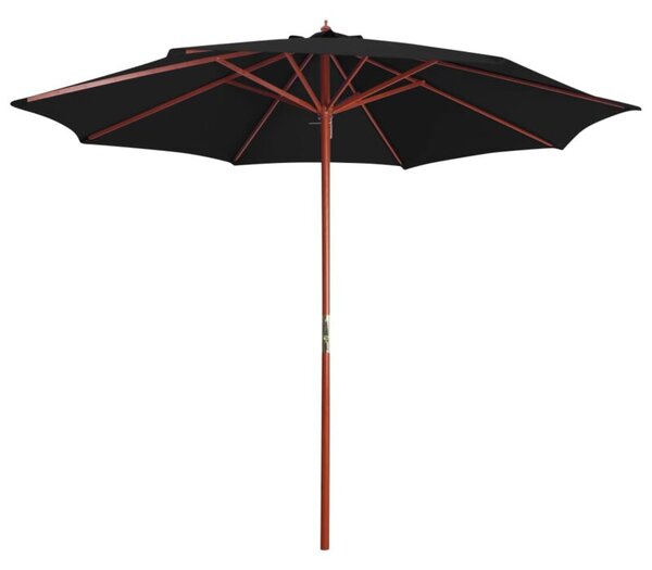 Parasol ogrodowy na drewnianym słupku, 300x258 cm, czarny