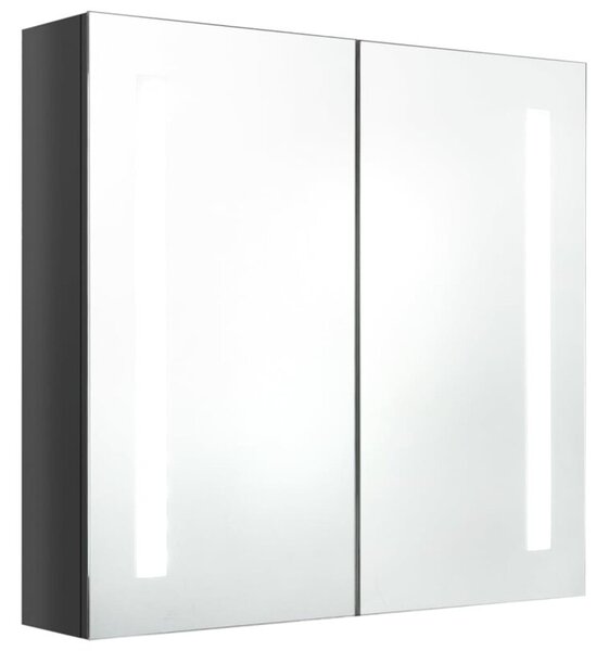 Szafka łazienkowa z lustrem, LED, szara z połyskiem 62x14x60 cm