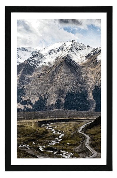 Plakat z passe-partout piękna górska panorama