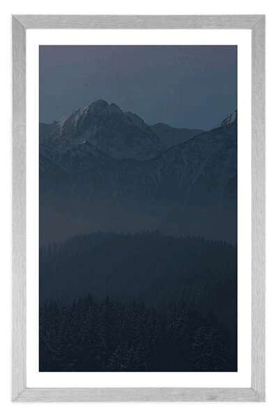 Plakat z passe-partout księżyc w pełni nad górami