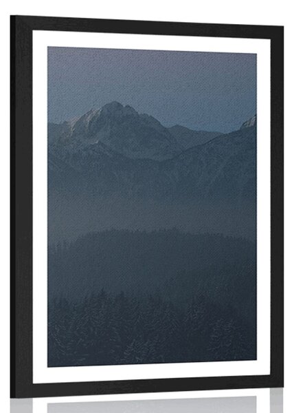 Plakat z passe-partout księżyc w pełni nad górami