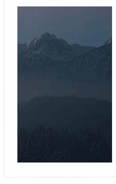 Plakat z passe-partout księżyc w pełni nad górami