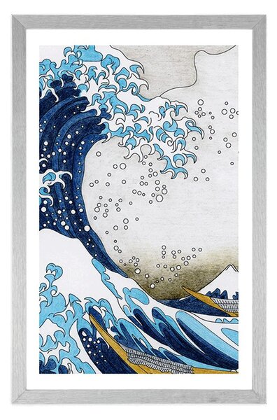 Plakat z passe-partout reprodukcja Wielka fala z Kanagawy - Katsushika Hokusai