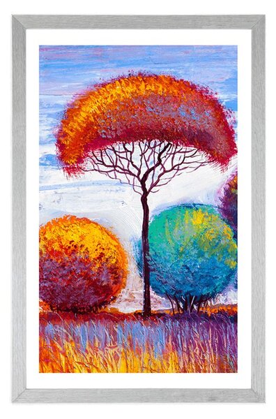 Plakat z passe-partout jesienny las