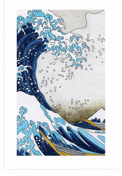 Plakat z passe-partout reprodukcja Wielka fala z Kanagawy - Katsushika Hokusai