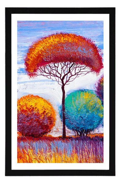 Plakat z passe-partout jesienny las