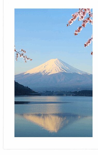 Plakat z passe-partout widok z jeziora na Fuji