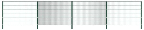 Panel ogrodzeniowy ze słupkami, żelazny, 6,8 x 1,2 m, zielony