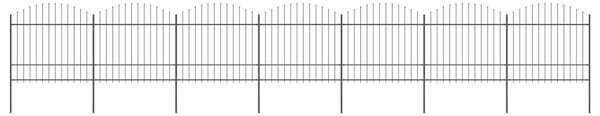 Panele ogrodzeniowe z grotami, stal, (1,5-1,75)x11,9 m, czarne