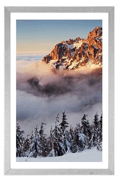 Plakat z passe-partout Karkonosze pod śniegiem