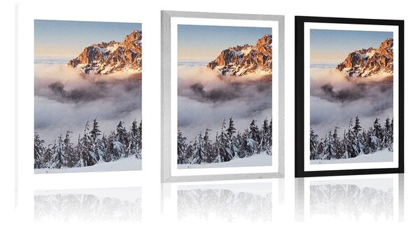 Plakat z passe-partout Karkonosze pod śniegiem