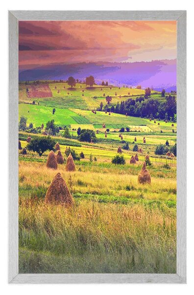Plakat stogi siana w Karpatach