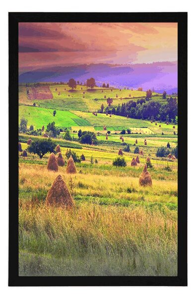 Plakat stogi siana w Karpatach