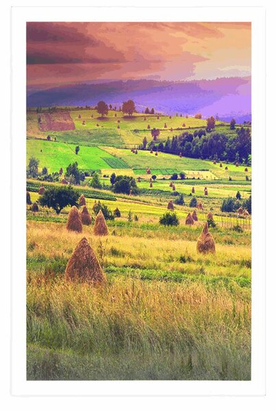 Plakat stogi siana w Karpatach