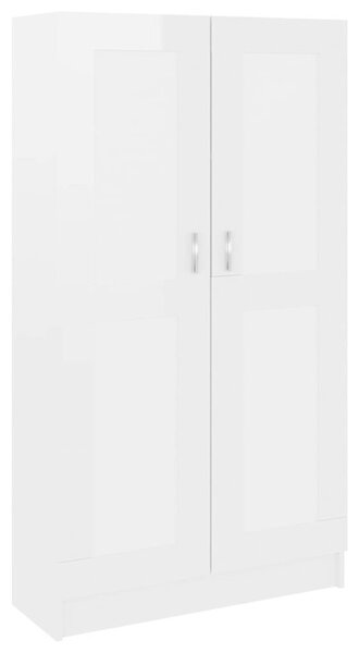 Szafka na książki, biała, wysoki połysk, 82,5x30,5x150 cm