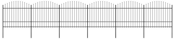 Panele ogrodzeniowe z grotami, stal, (1,5-1,75)x10,2 m, czarne