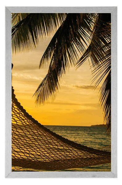 Plakat hamak na plaży