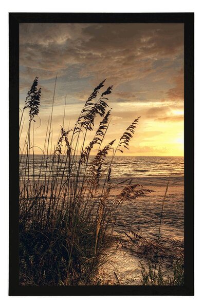 Plakat zachód słońca na plaży
