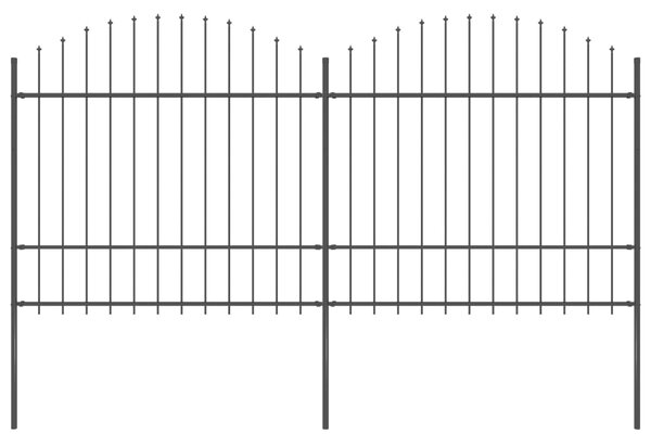 Panele ogrodzeniowe z grotami, stal, (1,5-1,75) x 3,4 m, czarne