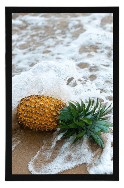 Plakat ananas w fali oceanu