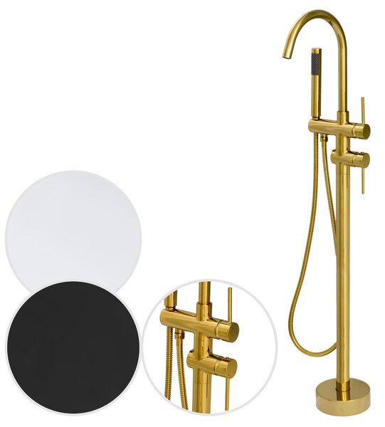Czarna bateria wannowa wysoka wolnostojąca 117 cm | nowoczesna, elegancka, z mosiądzu