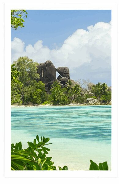 Plakatpiękna plaża na wyspie La Digue
